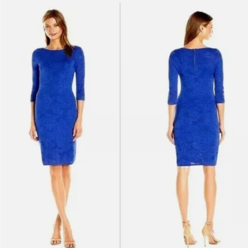 Calvin Klein Blue Illusion Lace Stretchy Dress